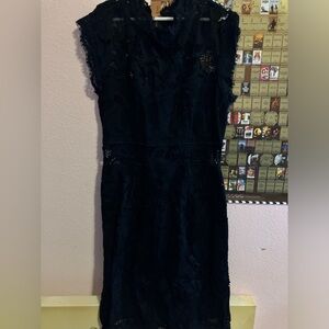 Mini, black, floral, lace, dress